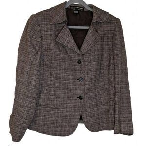 Linda allard womens size 14 blazer jacket linen cotton brown spring summer